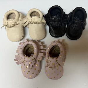 Stylish Kids Moccasins - Pink, Cream, Black, Tan